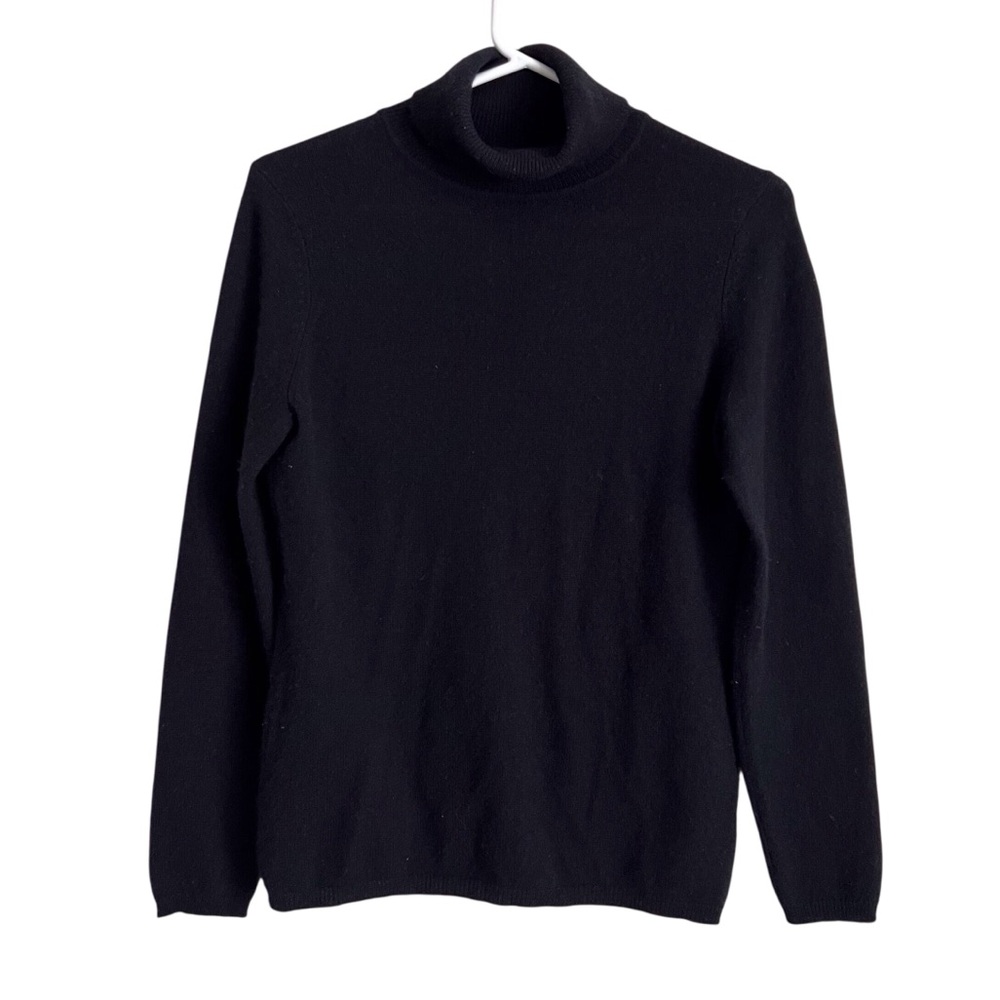 Charter Club Black Cashmere Turtleneck Sweater Quiet Luxury Neutral Norm Small